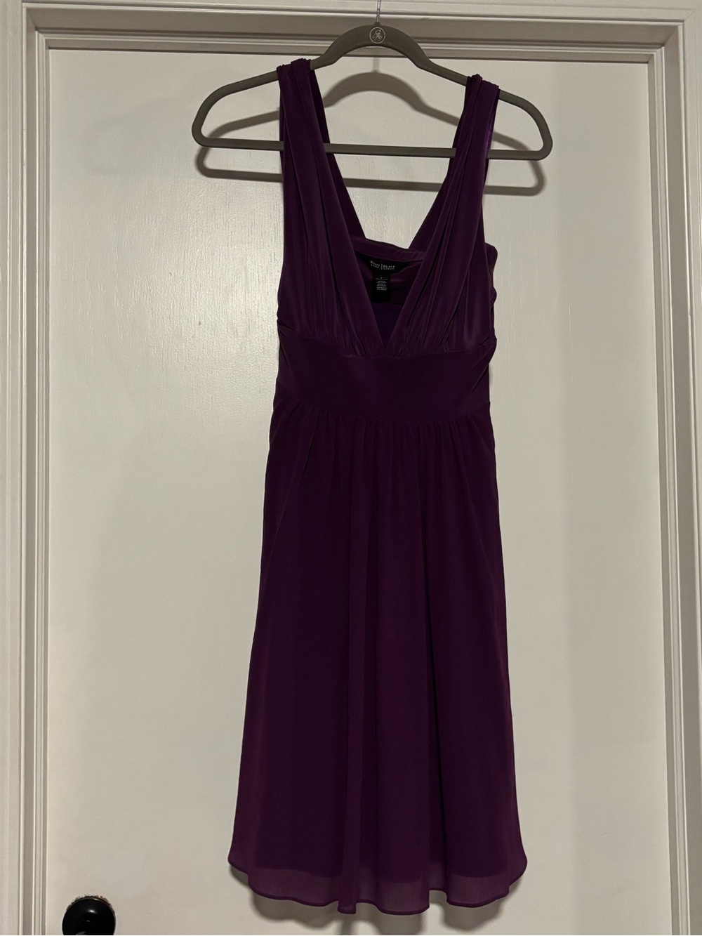 🌸White House Black Market Deep Purple V-Neck Midi Dress